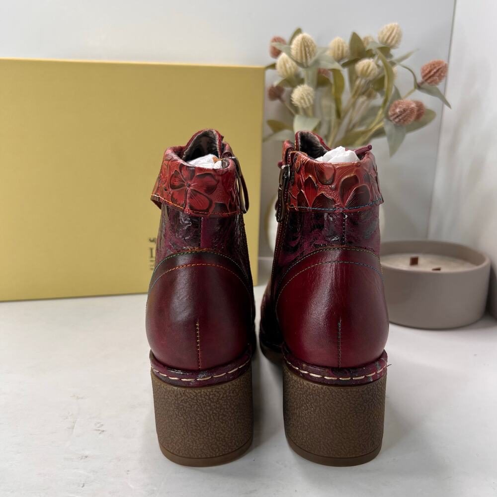 L'Artiste by Spring Step Fallinluv Leather Boot Bordeaux Multi Women 4.5-5 NWB - Picture 4 of 11